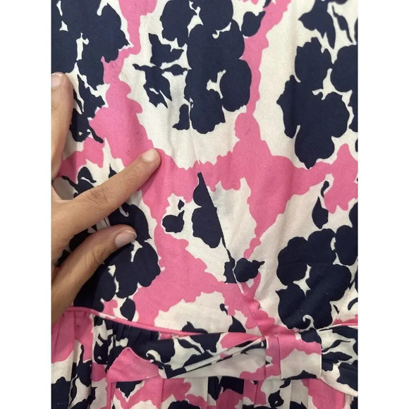 Boden Vintage Bow A Line Dress Pink and Blue Floral Print Size 10R 1186 - Picture 3 of 11